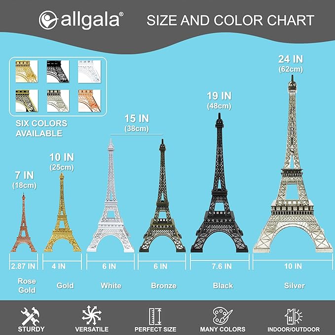 allgala 10" Eiffel Tower Statue Decor Alloy Metal, Black