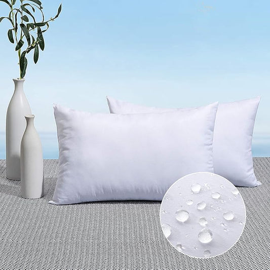 MIULEE Pack of 2 14x22 Outdoor Pillow Inserts, Outdoor Throw Pillows Water-Resistant Decorative Premium Lumbar Pillow Stuffer Sham for Porch Swing Couch Sofa Cushion Patio Furniture