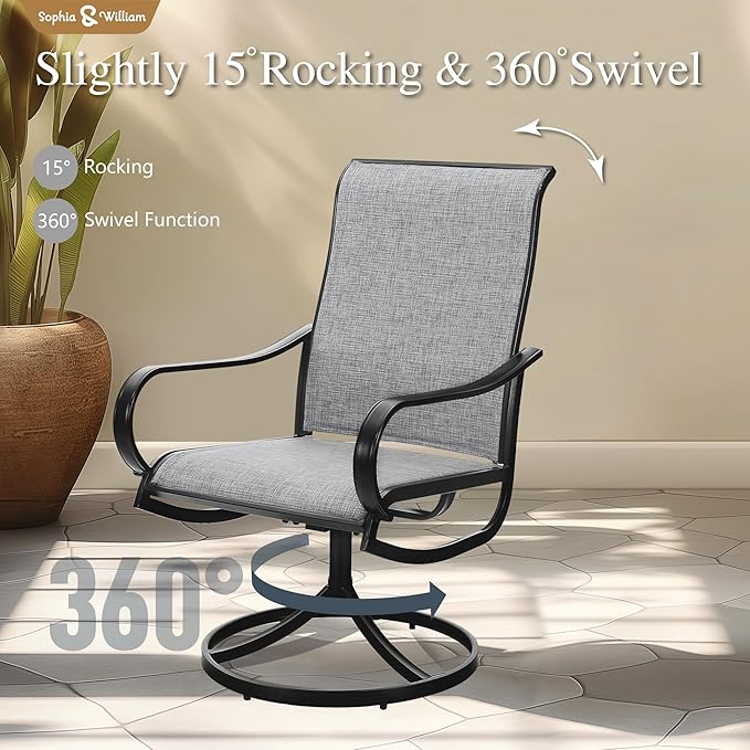 Sophia & William Outdoor Dining Set Patio Dining Set for 4 Round Patio Table and Chairs Set 5 Pieces with Swivel Patio Chairs 42" Metal Table for Garden Pool All Weather Grey