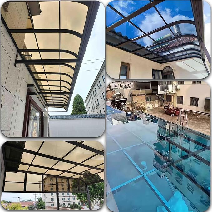 2mm Polycarbonate Sheet,polycarbonate greenhouse panels,Roofing Transparent Insulation Daylighting Panels,strong and not easily deformed,for Greenhouse Sheds Roofs,Carports.(Brown,5.1x 32.8ft)