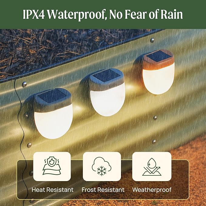 Vego garden Rippled Solar Garden Lights with Auto Sensors Magnetize Securely to Raised Beds, IPX4 Waterproof Outdoor LED Light for Patio & Yard Terra Cotta, 8 Pack