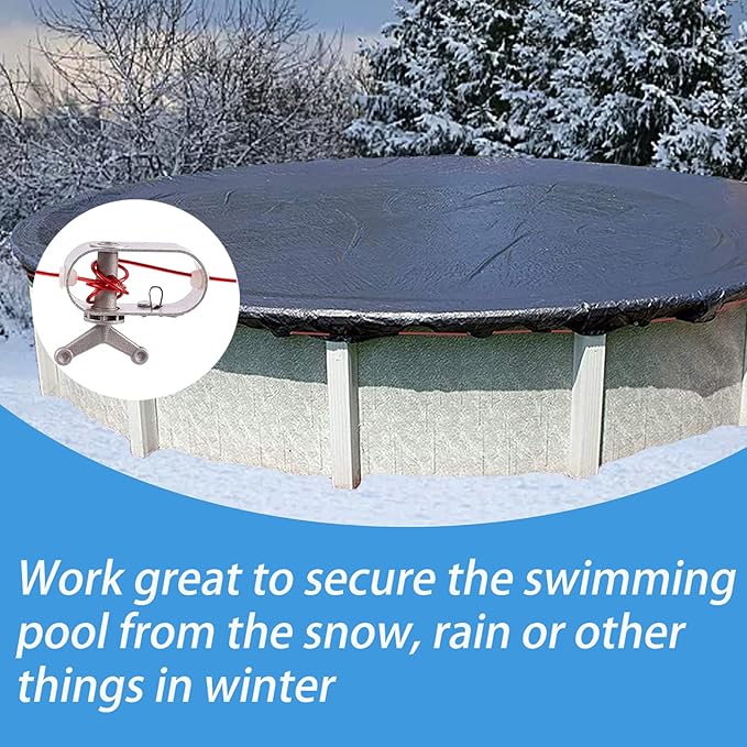 Pool Cover 100’ Cable & Winch - Pool Cover Cable and Ratchet for Securing Above Ground Swimming Pool Covers