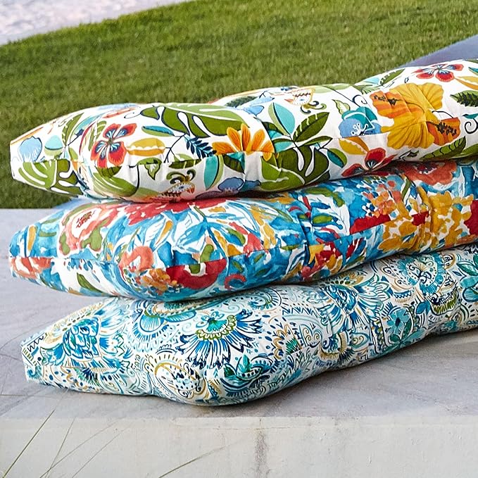 BrylaneHome Tufted Bench Cushion - 45.5" L x 19" W x 3" H- Patio & Outdoor - Water, Stain & Fade Resistant - Poppy Green