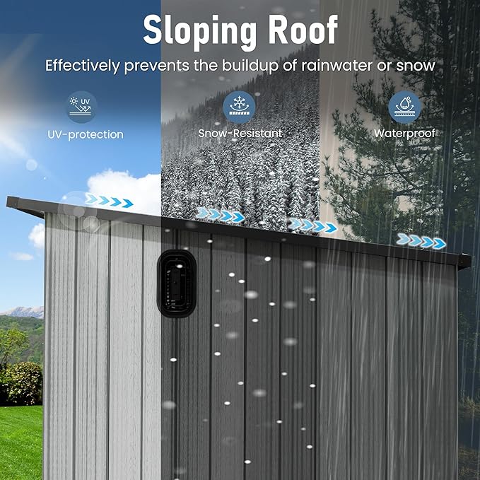 Domi 6.2x11FT Outdoor Resin Storage Shed, All-Weather Double-Wall Storage Building with Sloping Roof for Backyard, Garden, Lawn Tools, Mower, Bike & Pool Equipment, Lockable Doors, Ventilated Roof