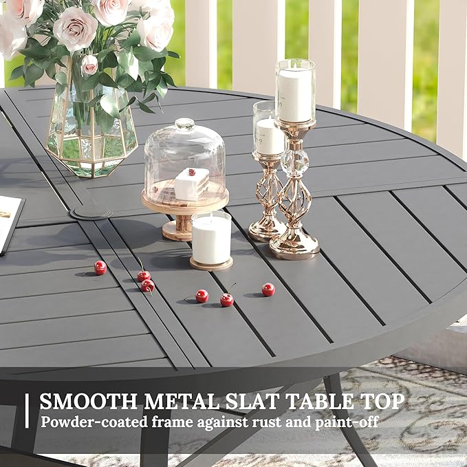 VICLLAX 5 Pieces Patio Dining Set for 4, Outdoor Furniture Set Includes 40.6" Square Outdoor Table and 4 Patio Swivel Chairs for Lawn Garden, Grey Tabletop and Grey Fabric