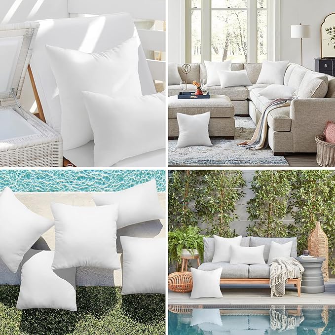 Ashler Outdoor Lumbar Pillows, 12 x 20 Outdoor Pillows, Summer Pillows Set of 4, Water Resistant Pillow Inserts Hypoallergenic for Patio, Bench, Garden, Indoor