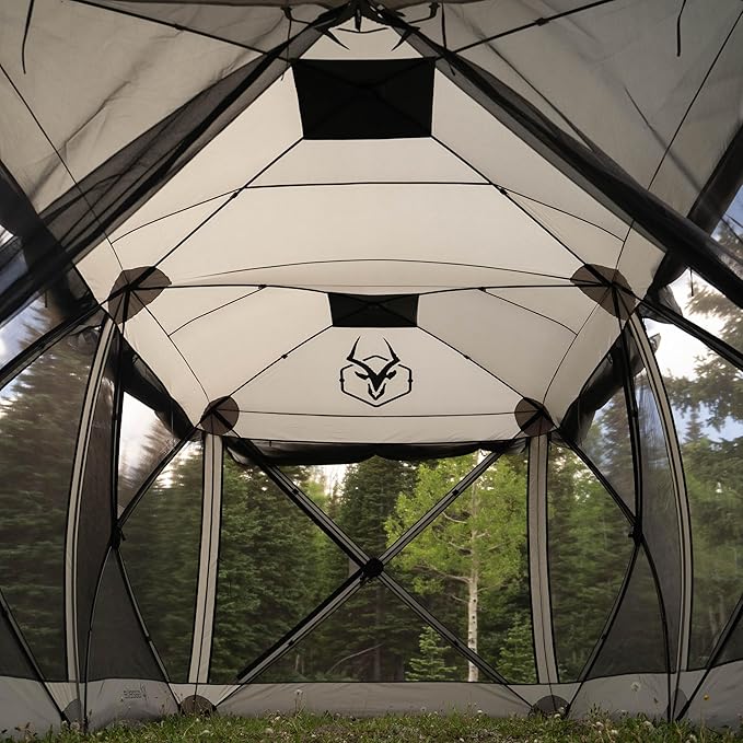 Gazelle Tents™ Tandem Gazebo, Easy Pop-Up Hub Screen Tent, Durable, TriTech Mesh, Waterproof, UV Resistant, 10-Person, Agave Green, 89" x 86" x 156", GG800AG