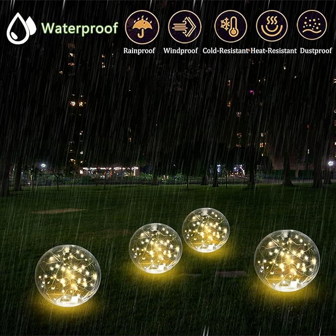 Solar Powered Floating Pool Lights - 14" Inflatable Waterproof Floating Light UP Pool Glow Balls, 3000K Warm-White Led Pool Lights That Float for Party Decorations, Outdoor Patio Detor (2)