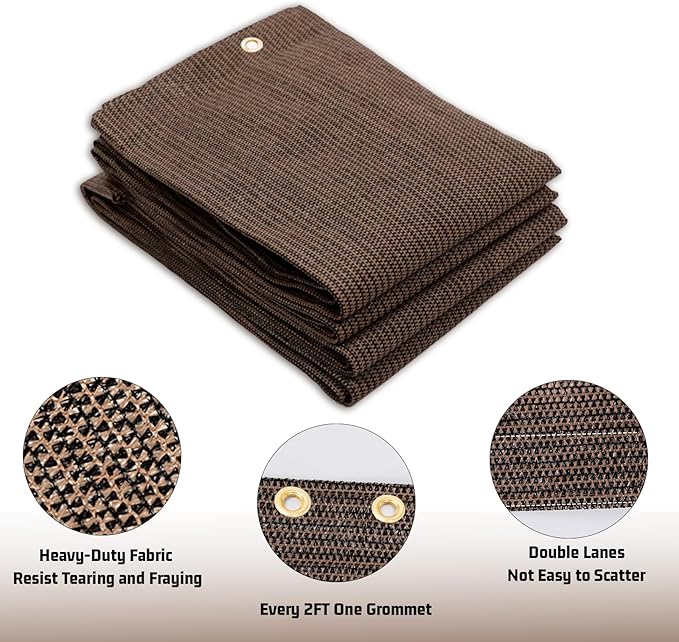 SUNNY GUARD Shade Cloth Custom Size 11x24 FT Sun Shade Screen Fabric Shade Cover Tarp with Grommets for Pergola Backyard Garden, Brown(We Customized)