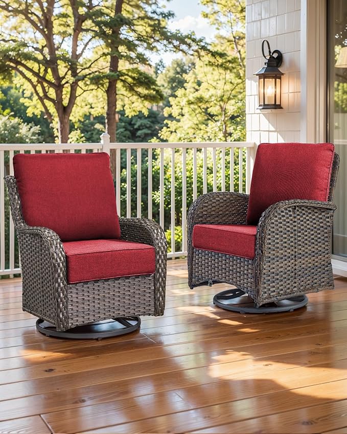 Luxury 22x24/22x25 6-Inch Outdoor Chair Cushions Set of 4 - Heavy Duty Water-Resistant Comfortable Cushion for Patio Furniture Set Dining Gliding Rocking Chairs Loveseat L-Shape Sofa - Red