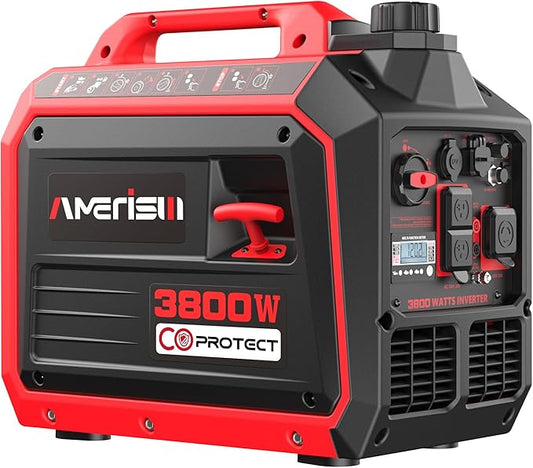 3800W Portable Inverter Generator with CO Protect, Gas Powered, Super Quiet and 30A for RV-Ready for Camping, Home Emergency Use, Tailgating