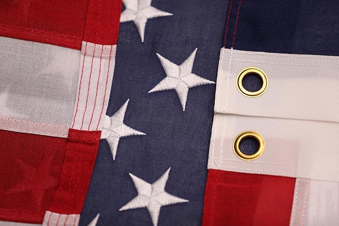 Spun Polyester American Flags for Outside 3x5 Ft; American Flags 3x5 Outdoor Heavy Duty. Durable US flags with Premium Embroidered Stars, Sewn Stripes, Brass Grommets, and Vibrant Colors.