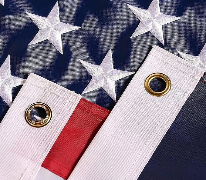 American Flag 8x12 ft: Long Lasting US Flag, Heavy Duty Nylon, Embroidered Stars, Sewn Stripes, Brass Grommets, UV Protection Perfect for Outdoors! USA Flag