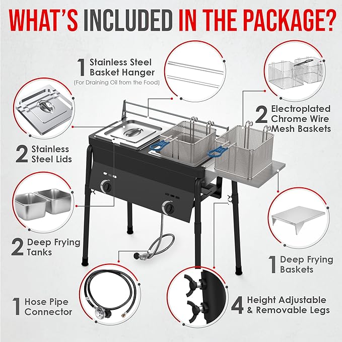 Dual Tank Propane Fryer - Commercial Grade, High-Capacity, with Safety Features - Ideal for Outdoor Catering and Events