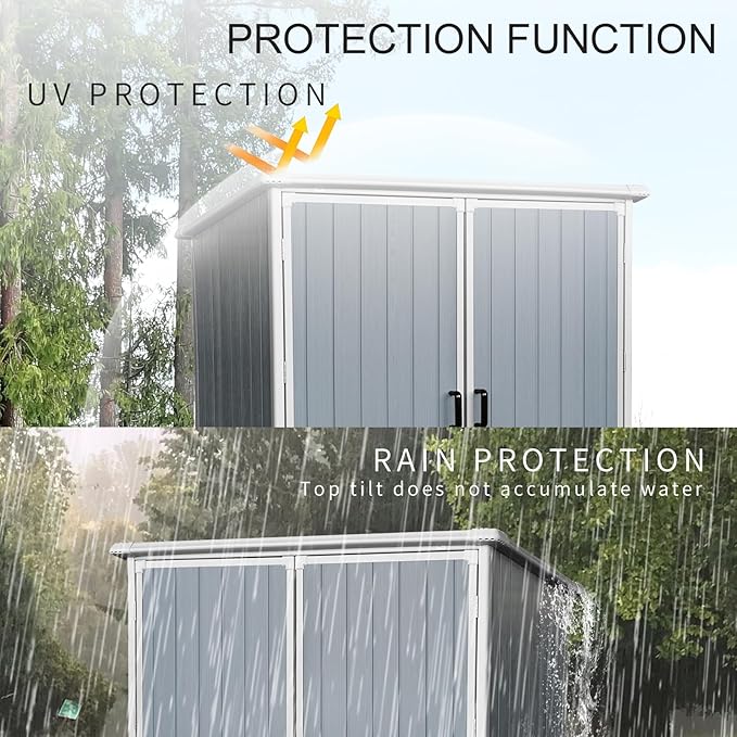 Durable 5x3ft Outdoor Storage Shed with Lockable Doors, Resin Cabinet for Bikes & Patio Furniture, Weatherproof, Gray, Secure and Spacious, Ideal for Outdoor Storage (1 Doors)