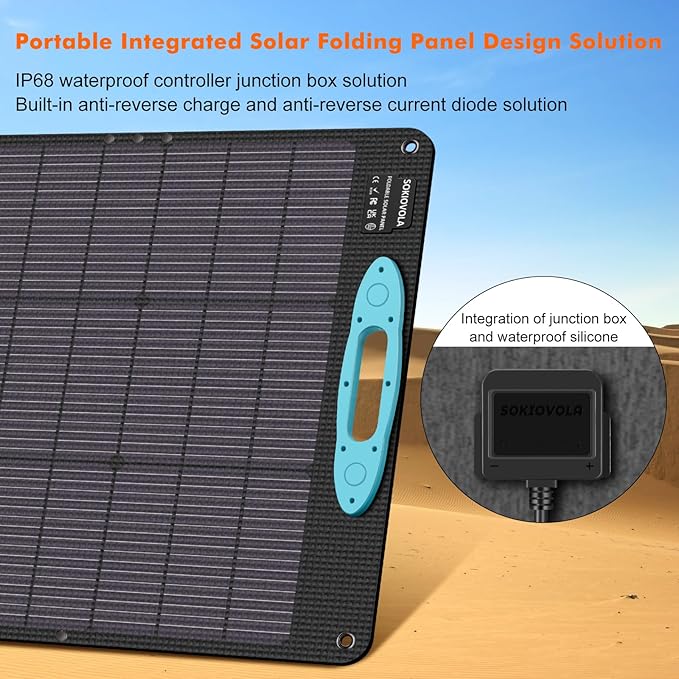 200W Portable Solar Panels for Power Station, IP68 Waterproof ETFE Foldable Solar Panel Kit 25% High Conversion Efficiency Solar Panel for Camping Outdoor RV Blackout
