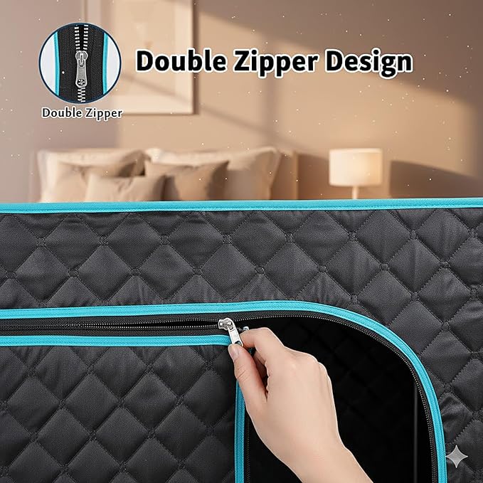 Sauna,2 Person Portable Steamer Sauna Set,Foldable Wet Sauna Tent Set with 2.5L 1500W Steamer,Full Size Home Sauna,with Folding Chair,Remote Control,Blue