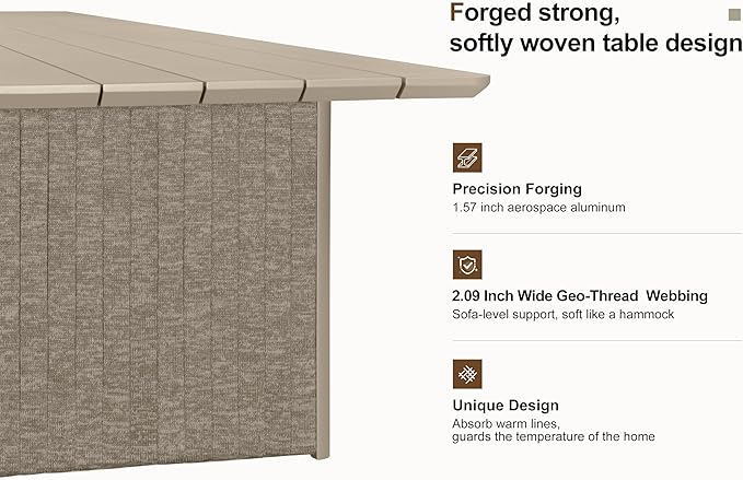 PURPLE LEAF 13 Pieces Outdoor Patio Dining Set Modern Extra Large Weather-Resistant Table and Aluminum Chairs with Olefin Fabric Cushions for Family Dinners Indoor Decor Kitchen Beige