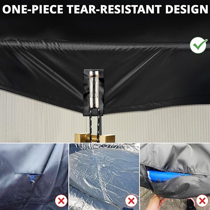 QH.HOME 6ft Round Inflatable Pool Cover for Above Ground Pools, Stock Tank Cover Protector with Attachment, One Piece Tear Resistant Round Hot Tub Cover, Wind and Dust Resistant, Fit Small Pool Cover