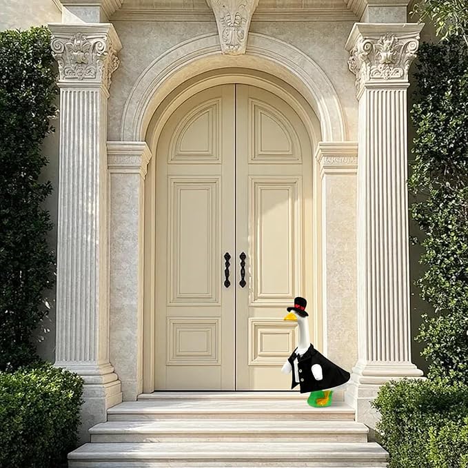 Goose Outfits Wedding Porch Goose Outfits with Suit Blazer Top Hat Bow Ties for Outdoor Garden Yard Decor