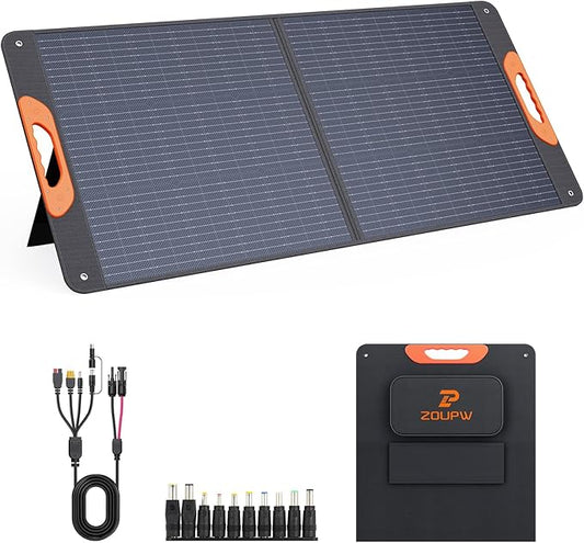 110 Watt Portable Solar Panel,Gifts for Men,18.6V Foldable Solar Panel Charger for Power Station 23.5% High Efficiency IP67 Waterproof 2 Kickstands for Camping RV Offgrid Living