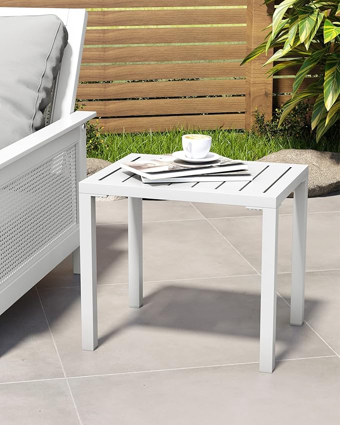 Crestlive Products Outdoor Side Table,Aluminum Rectangular Side/End Table, Small Patio Coffee Bistro Table for Outdoor Indoor