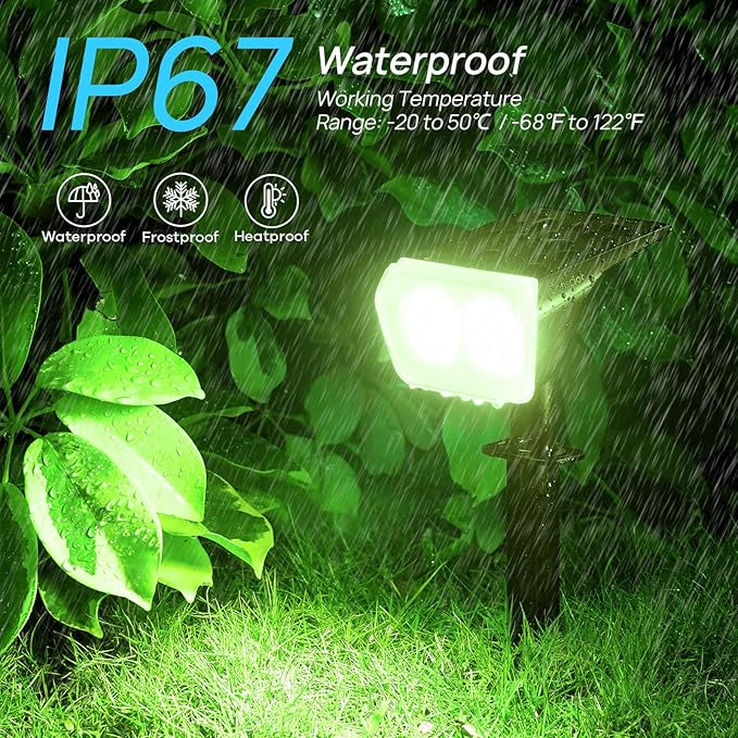 Consciot Solar Spot Lights Outdoor, Halloween Color Changing Lights Waterproof, 10 Colors Dusk-to-Dawn Landscape Spotlights, Outdoor Halloween Decorations for Garden Yard, 6 Pack