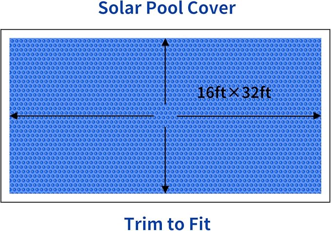 BigXwell Solar Pool Cover, 12Mil 16x32 Foot Rectangle for Above-Ground and In-Ground Pools, 1200Series (16x32 FT)