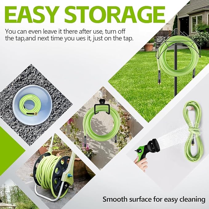 SPECILITE Flexible Garden Water Hose 125 Ft, Heavy Duty, Lightweight and Leak-Proof Pipe× 1/2 In, 3/4" Brass Swivel Fittings,Burst 600 PSI, Non-Expandable, Kink-Proof, For Car, Yard, Outdoor, Lawn