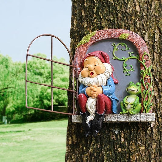 Outdoor Garden Statues, Resin Gnome Tree Hugger, Durable Outdoor Decor, Whimsical Yard Sculpture, Garden Peeker Yard Art, Waterproof & Handcrafted, Unique Halloween Decorations Outdoor Ornament Gift