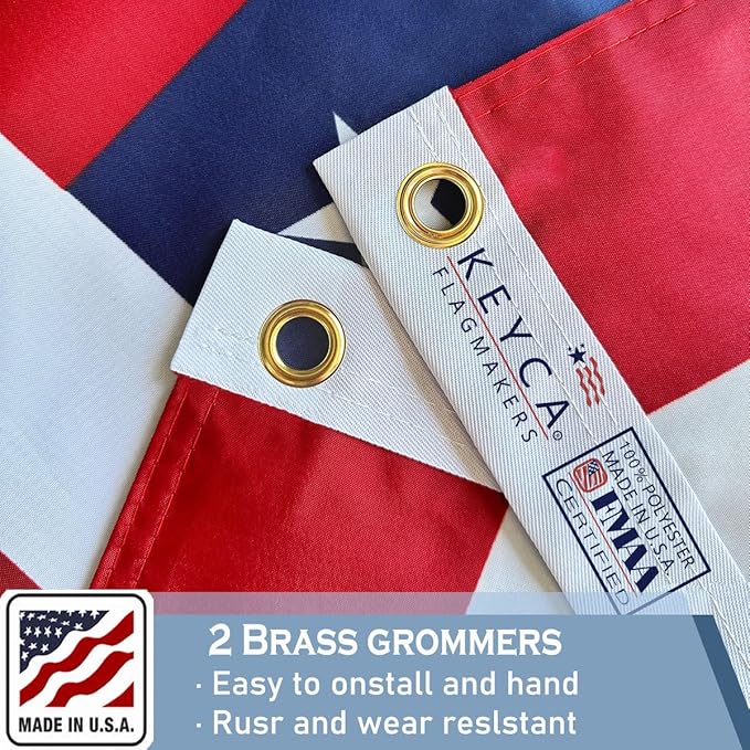 American US Flag 2x3 FT 100% Made in The USA- Heavy Duty Vibrant Colors Double Sided United States Flag with 2 Brass Grommets for Home/Company/Indoor Outdoor Decoration (FMAA Certified)