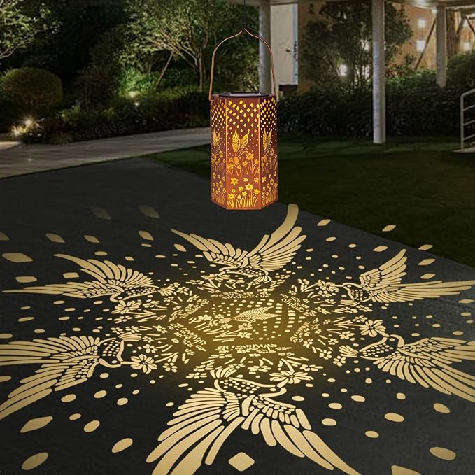 4 Pack Hummingbird Solar Lanterns Outdoor Waterproof - Birthday Gifts for Women, Men, Mom, Solar Lights Outdoor Hanging Garden Decor for Outside, Patio, Outdoor, Yard, Lawn, Balcony