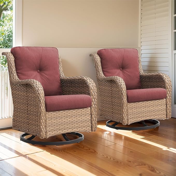 Swivel Rocker Patio Chairs：Patio Swivel Rocker Chairs Set of 2, Outdoor Swivel Rocker Patio Chairs