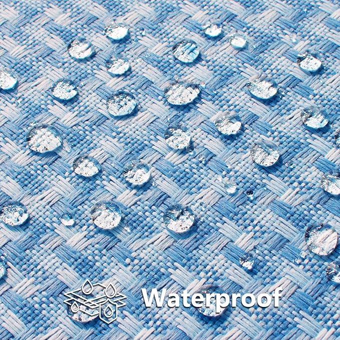 Kevin Textile Outdoor Waterproof Throw Pillow Covers Pack of 2 Farmhouse Decorative Cushion Covers for Garden Patio Tent Balcony Bench Couch Sofa 22x22 Inch, Light Blue
