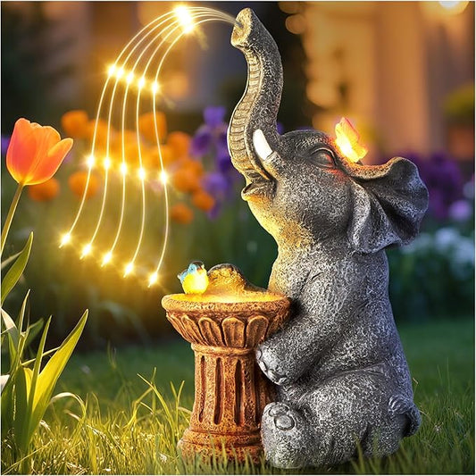 Elephant Statue Garden Decor- Outdoor Decoration with Solar Powered LED Lights, Birthday Gifts for Women, Garden Gifts for Mom, Decorations for Courtyard, Patio, Lawn, Yard