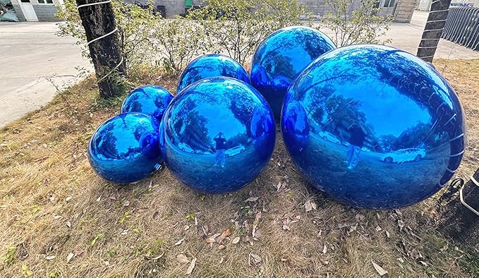 Big Shiny Balls Giant Inflatable Mirror Balls for Events & Decor - Party, Advertising, Shows, Stage Decoration - Hanging & Standing-Various Sizes & Colors -1Pcs - Blue (2.4m/7.87ft)
