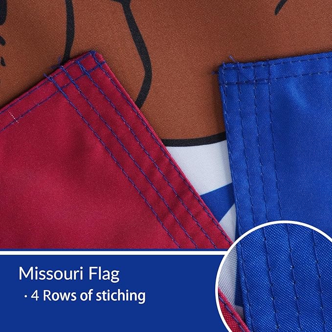 Bradford Missouri Flag 3x5 feet Outdoor, Double Sided 3 Layers Missouri Flags Heavy Duty, MO State of Missouri Flag Polyester with 2 Brass Grommets for Outsides House Decoration