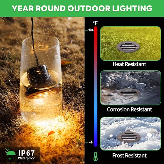 Landscape Well Lights, LED Low Voltage Ground Lights Outdoor, 12V IP67 Waterproof, Anti-Glare Wired Aluminum ORB for Outdoor Pathway & Driveway, 6W 3000K Warm White (1-Pack, Integrated LED)