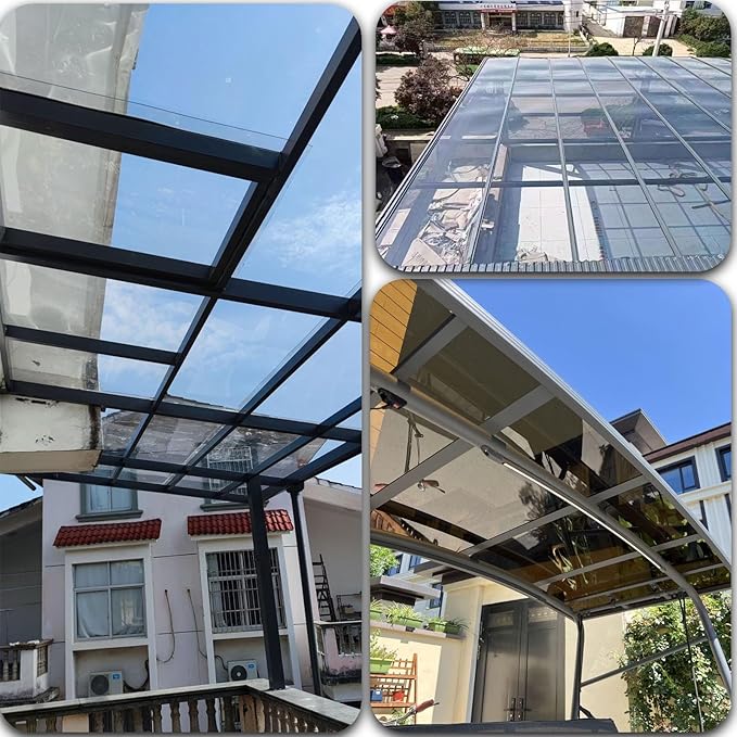 2mm Polycarbonate Sheet,Polycarbonate Greenhouse Panels,Roofing Transparent Insulation Daylighting Panels,Strong and not Easily Deformed,for Greenhouse Sheds Roofs,Carports.(Clear,6x13.1ft)