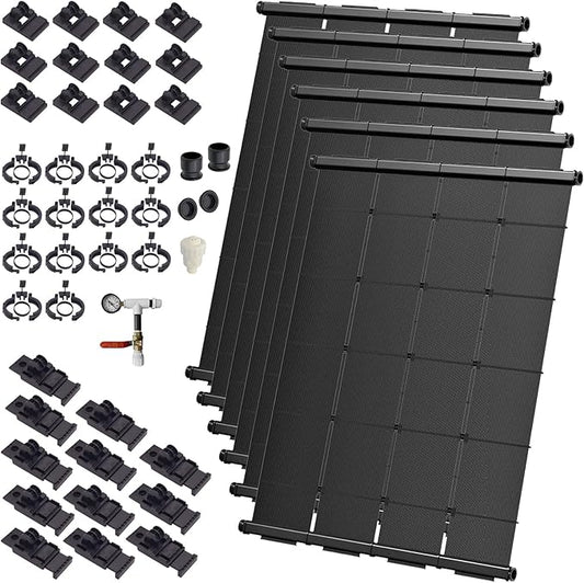 Industrial Grade Solar Pool Heater DIY Kit - Superior High-Wind Strapless Mounting System & Maximum Freeze Resistance (6-4'x10.5' / 252 Square Feet)