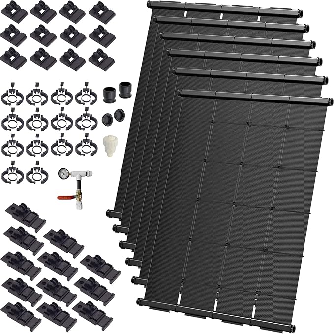 Industrial Grade Solar Pool Heater DIY Kit - Superior High-Wind Strapless Mounting System & Maximum Freeze Resistance (6-4'x9.5' / 228 Square Feet)