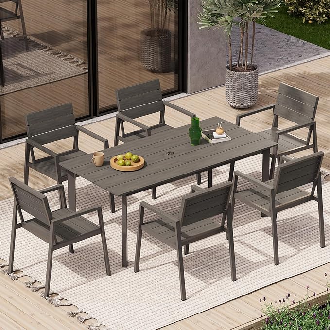 HDPS Outdoor Patio Dining Chairs Set of 2, 350LBS Capacity Aluminum Patio Dining Chairs with Armrests, Weather-Resistant for Lawn, Garden, Yard, Poolside and Indoor Use, Charcoal