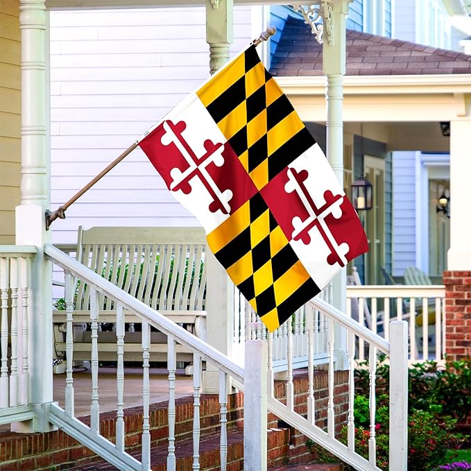 Maryland States Flag 4x6 Outdoor Made in USA - Double Sided Heavy Duty Vivid Color Maryland MD Flags with 2 Brass Grommet