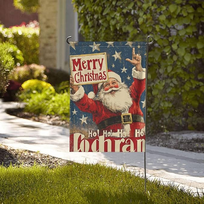 Merry Christmas Garden Flag Vertical Double Sided Outdoor Yard Flags 12.5x18 Inch Burlap Banners Vertical Double Sided for Outdoor Decor Lawn