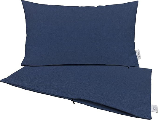 RSH DECOR: Sunbrella Pillow Covers Set of 2 | Covers Only - 26" x 16" | Outdoor Lumbar Pillow Covers Crafted with Sunbrella Performance Fabric | Canvas Navy