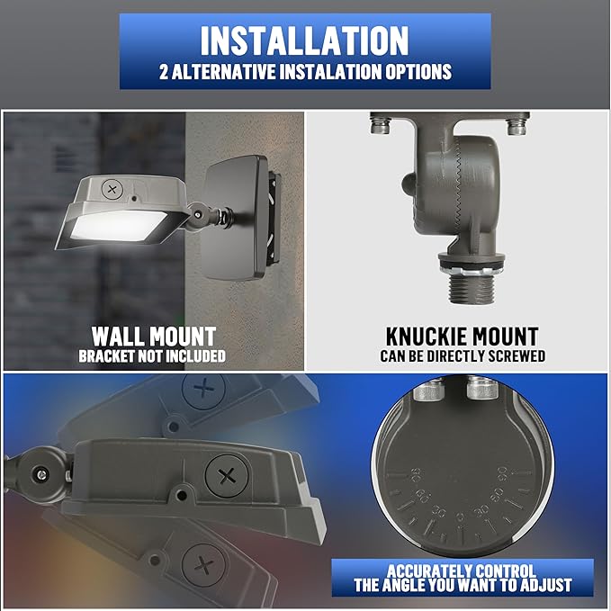 LAMPHOME LED Flood Lights Outdoor 35/60/80W and 3000/4000/5000K Adjustable 10400Lm,Dusk-to-Dawn Sensor o Dawn Flood Light for Yard, Garage, Garden,UL Listed,Includes Include Yoke Mount