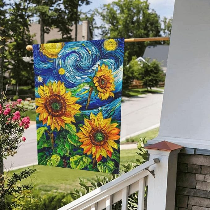 Sunflower Garden Flag Vertical Double Sided Outdoor Yard Flags 12.5x18 Inch Burlap Banners for House Lawn