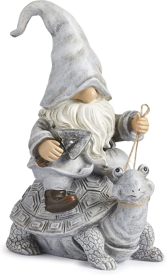 Roman Giftware Inc., Garden Collection, Gnome Riding Turtle Statue, 11.5" H, Decorative, Garden Gift, Home Outdoor Decor