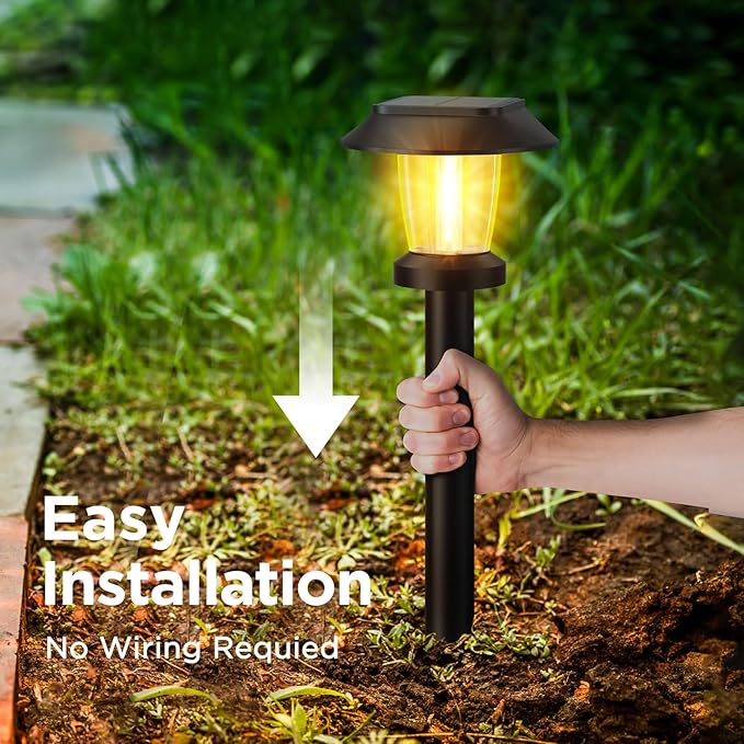 ALEPOD Solar Pathway Lights Outdoor - 10 Pack Solar Powered Garden Lights Waterproof, Decor Landscape Lighting with Three Lighting Modes for Yard, Lawn, Walkway, Driveway, Warm White