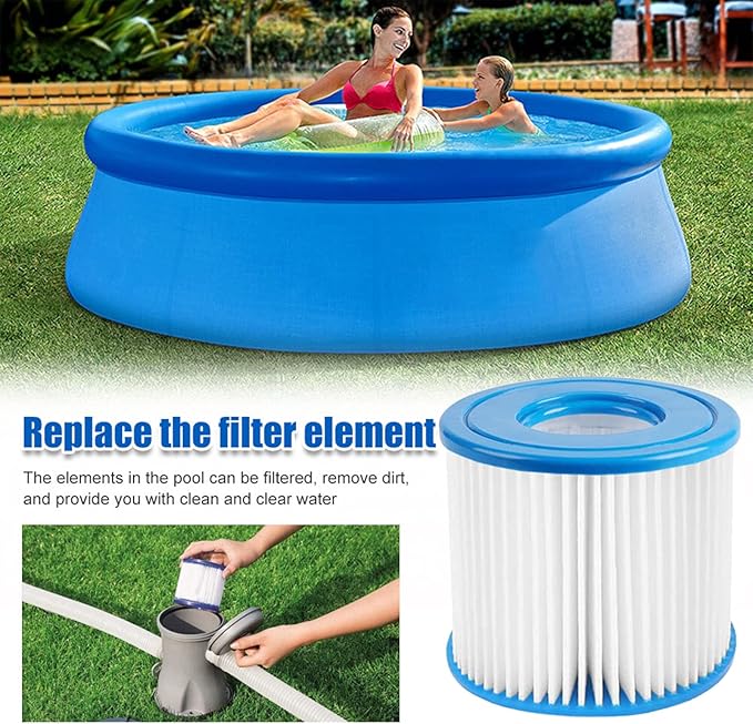 Type D Pool Filter Cartridge Replacement Compatible with Summer Waves P57100102, P57000104, Intex Type D, Summer Escapes Pool Filter, VII Filter, RX600 Above Ground Pools Pool Pump, 8 Pack